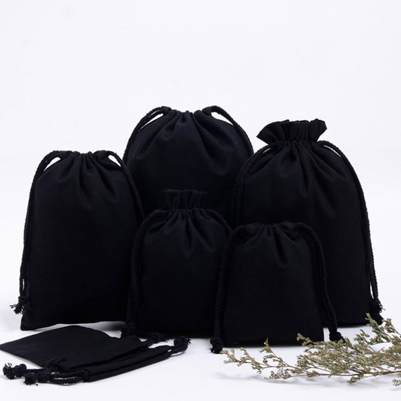 Black Canvas Drawstring Gift Bags